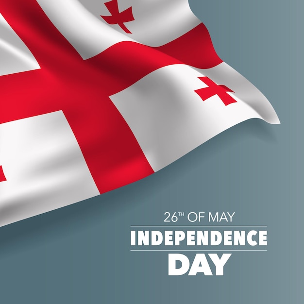 Vector georgia happy independence day greeting card banner vector illustration georgian holiday 26th of may design element with flag with curves