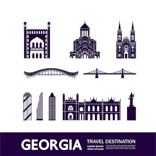 Georgia travel destination   illustration.