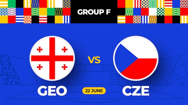 Georgia vs czechia football 2024 match versus 2024 group stage championship match versus teams intro sport background championship competition