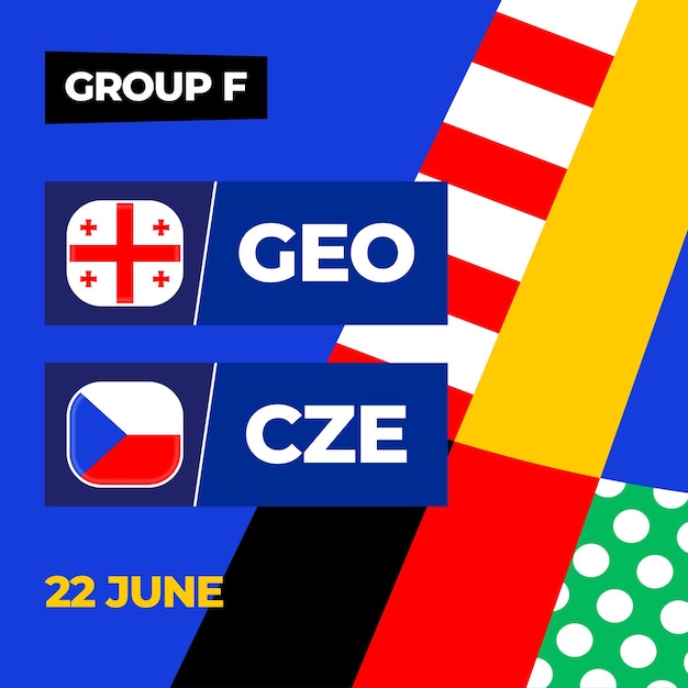 Vector georgia vs czechia football 2024 match versus 2024 group stage championship match versus teams intro sport background championship competition