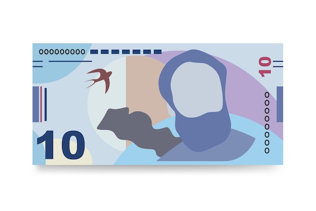 Georgian Lari Japan Yen Vector Illustration Georgia money set bundle banknotes Paper money 10 GEL