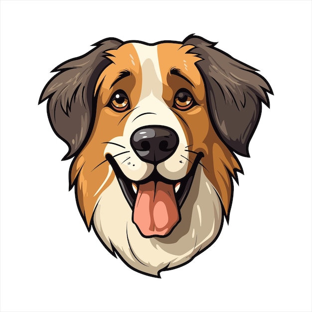 Georgian Shepherd Dog Breed Cute Cartoon Kawaii Character Animal Pet Isolated Sticker Illustration