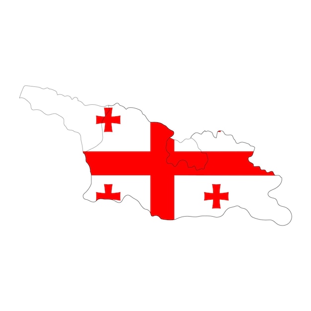 Vector georgië kaart silhouet met vlag geïsoleerd op een witte achtergrond