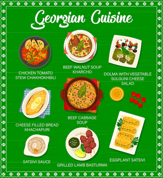 Georgische keuken restaurant maaltijden vector pagina