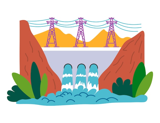 Vector geothermal energy dam power of flowering water