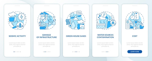 Geothermal energy disadvantages blue onboarding mobile app screen