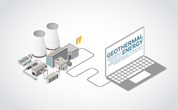 ベクトル 等尺性グラフィックの地熱エネルギー、地熱発電所