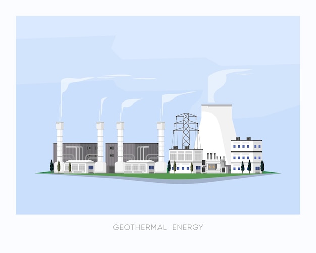 Energia geotermica la centrale geotermica fornisce elettricità alla fabbrica e alla città