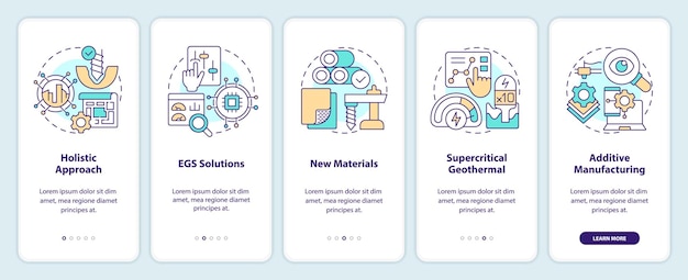 Geothermal energy trends onboarding mobile app screen