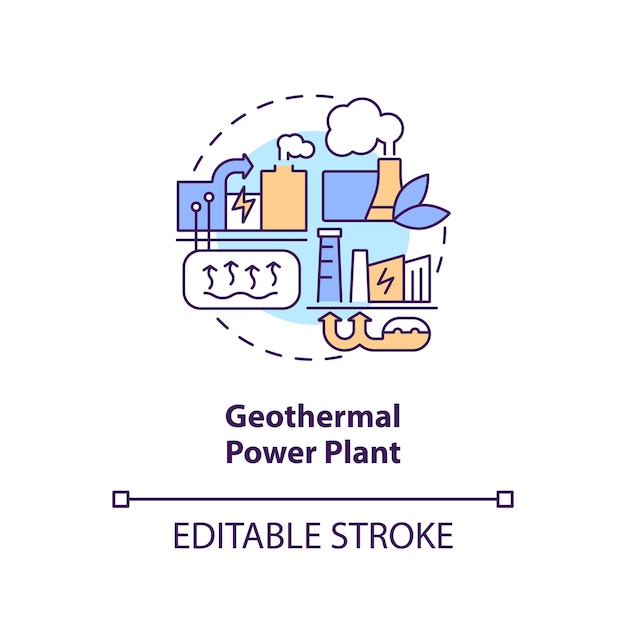 Geothermal power plant concept icon