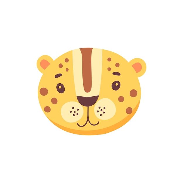 Gepard wilde kat schattig dier gezicht geïsoleerd plat cartoon hoofd Vector grappig kinderachtig masker luipaard of tijger wilde kat cheetah beest gevaarlijke carnivoor Leuke komische emoticon emoji ontwerp gevlekte luipaard