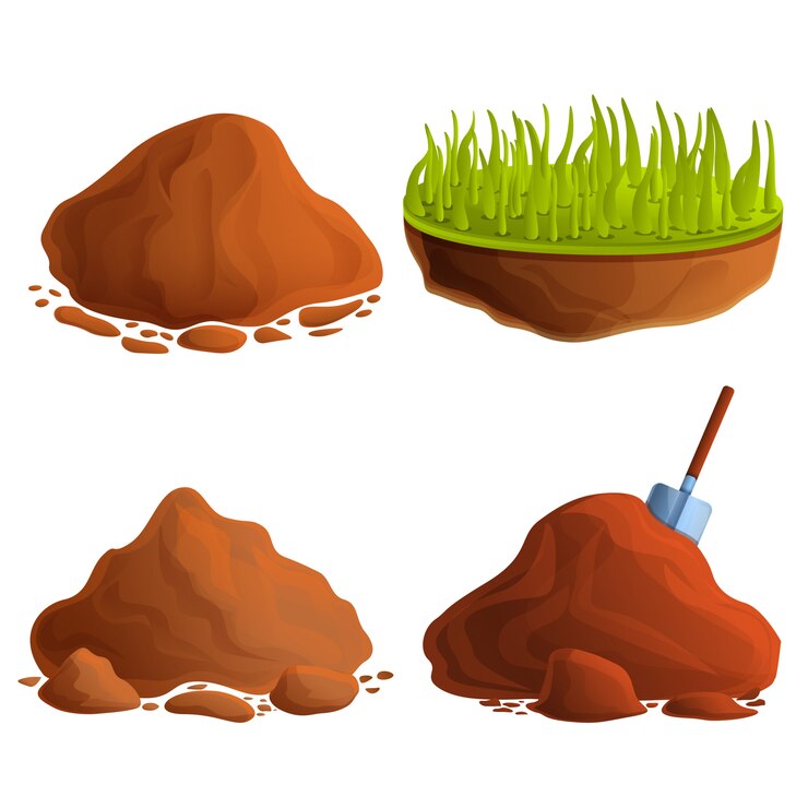 Vector geplaatste grondpictogrammen, cartoonstijl