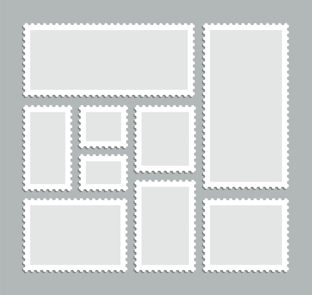 Geplaatste postzegels Blanco postzegels met postzegels Vector illustratie