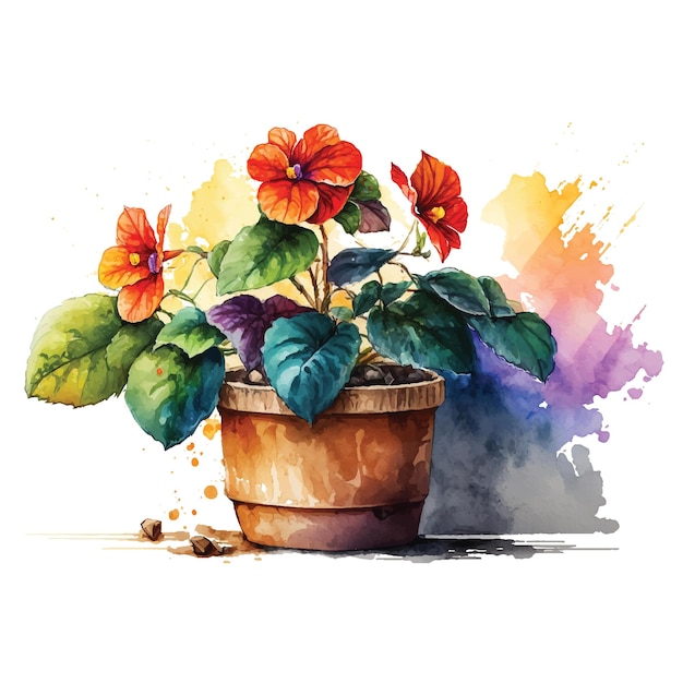 geplante bloempot van topkwaliteit met prachtige kleuren illustraties kunst aquarel penseelkunst