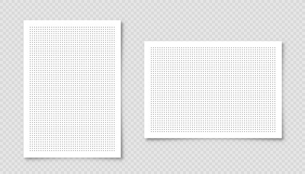 Vector gepunt grafisch papier met geometrische textuur met een rasterpatroon van polka-punten voor kalligrafische tekening of schrijven
