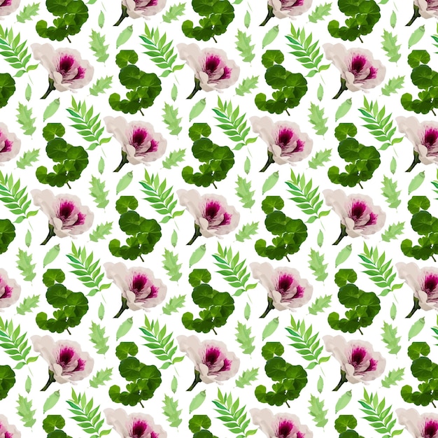 Geranium bloem blad naadloze patroon ontwerp