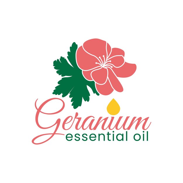 Geranium etherische olie logo vector sjabloon