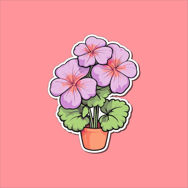 Geranium sticker kawaii cartoon illustration