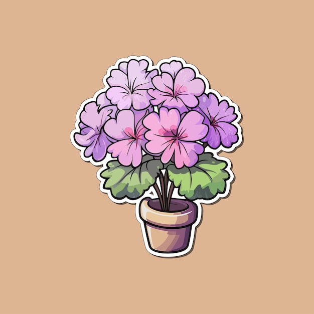 Vector geranium sticker kawaii cartoon illustration