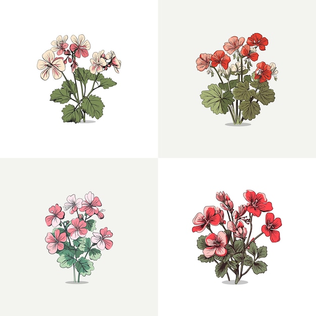 geranium vector clip art illustration