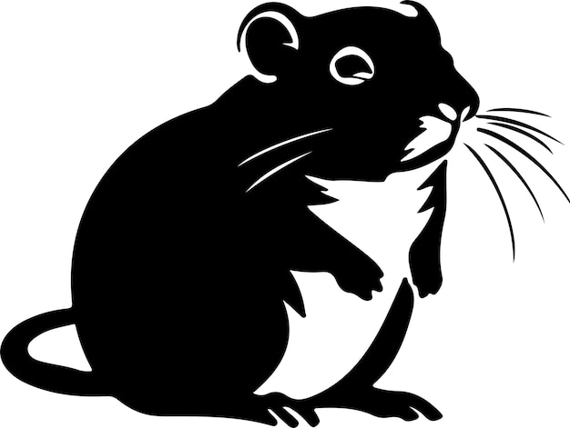 Vector gerbil black silhouette with transparent background