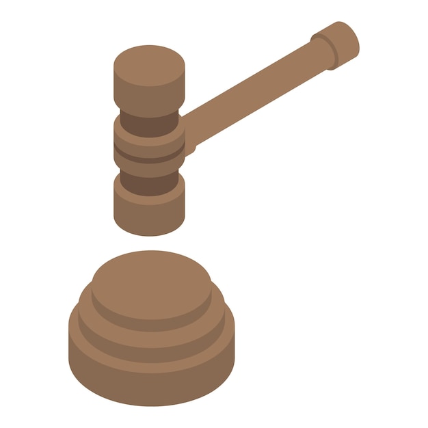 Gerechtelijk hamerpictogram Isometrisch van gerechtelijk hamer vectorpictogram voor webontwerp dat op witte achtergrond wordt geïsoleerd