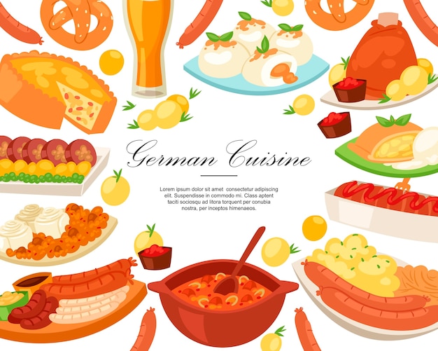 Cornice della cucina tedesca. cibo tradizionale in germania.