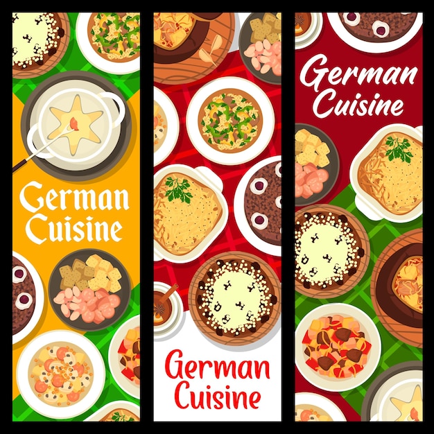 German cuisine restaurant food vector banners