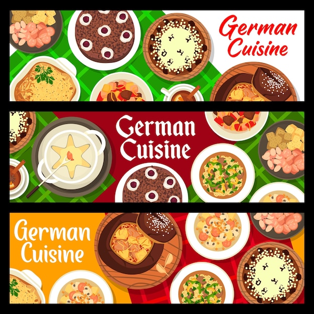 German cuisine restaurant meals vector banners