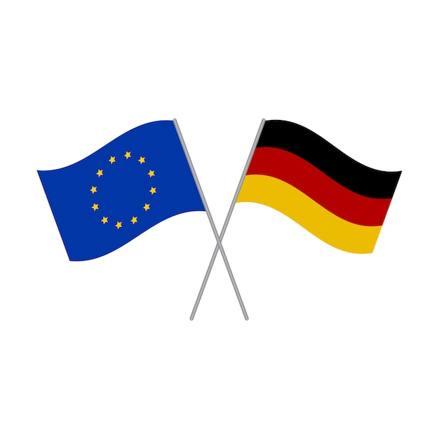 German and european union flags vector isolated on white background