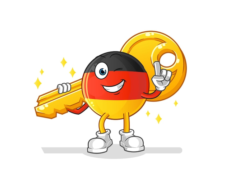 Vector german flag carry the key mascot. cartoon vector