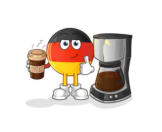 German flag drinking coffee illustration. character vector