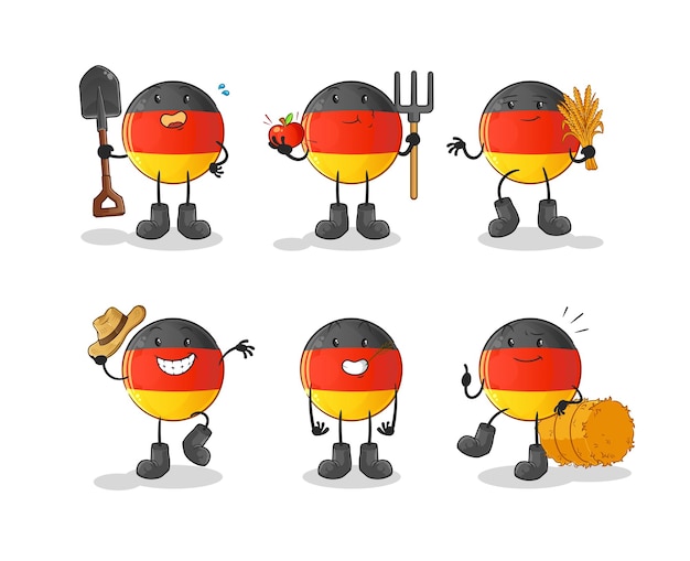 German flag farmer group character. cartoon mascot vector