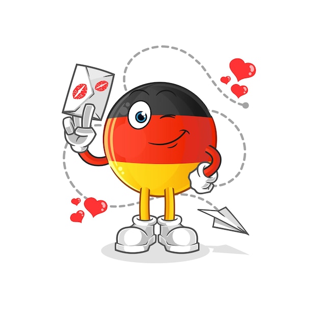 German flag hold love letter illustration. character vector