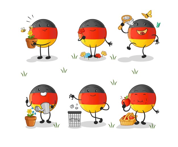 german flag save the earth group. cartoon mascot