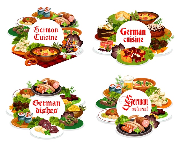 German food restaurant meals round vector banner