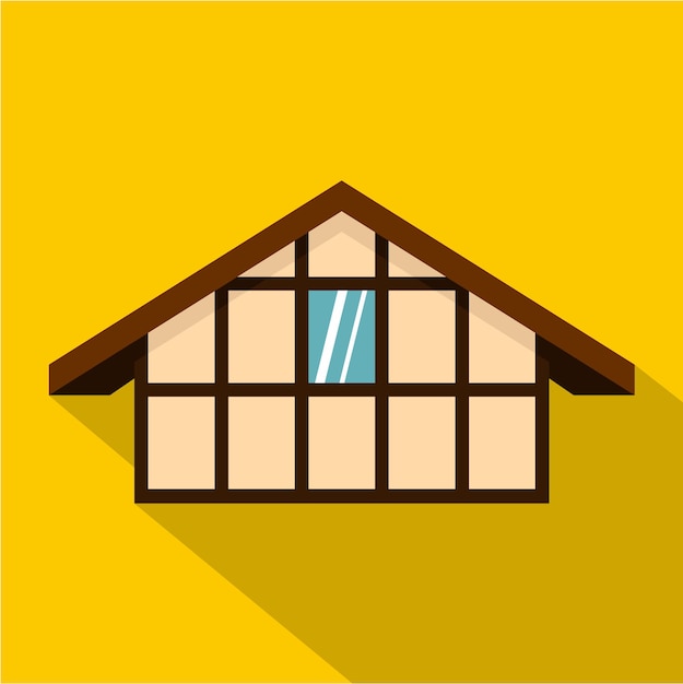 German house icon flat illustration of german house vector icon for web isolated on yellow background