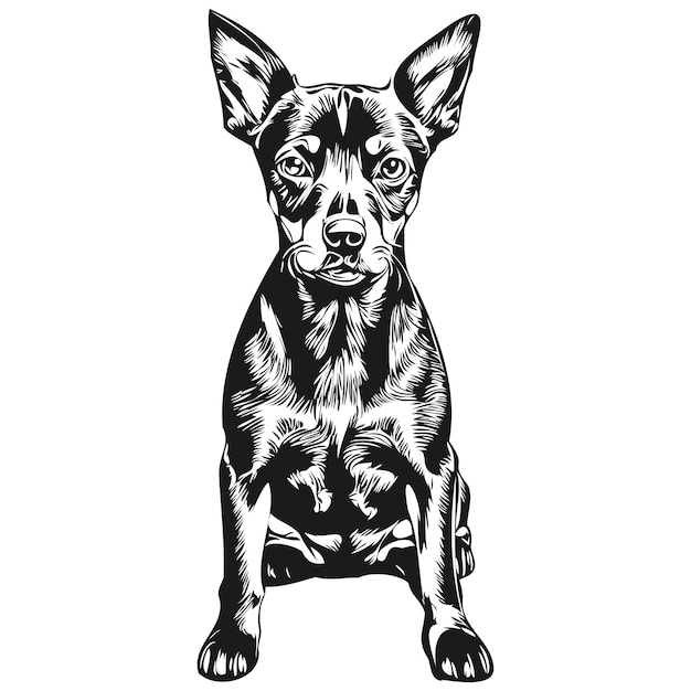 Vettore illustrazione disegnata a mano di vettore del disegno a tratteggio della testa del cane pinscher tedesco con sfondo trasparente