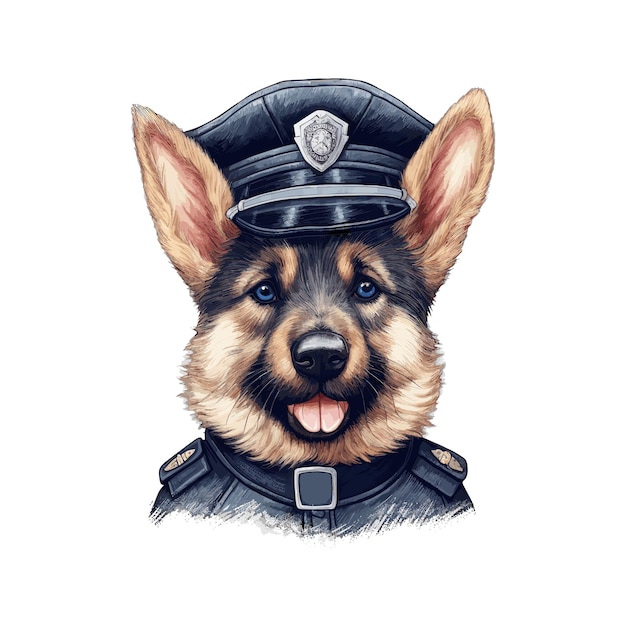 Vector german sheperd dog wear police officer costume