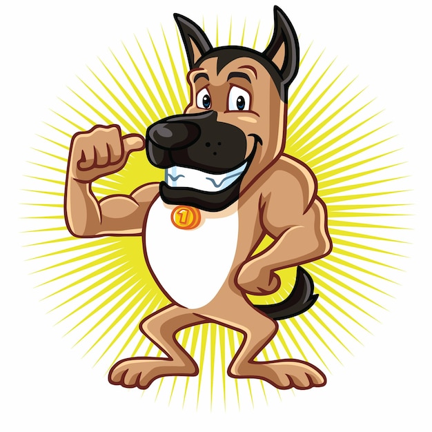 Vector german shepherd cartoon character design logo mascot vector