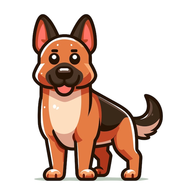 German shepherd dog cartoon mascot character vector illustration cute adorable family pet