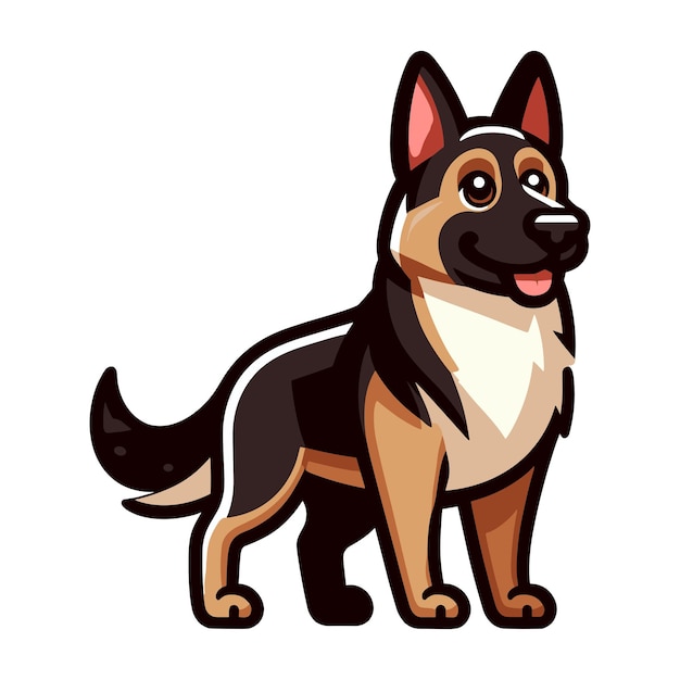 Vector german shepherd dog cartoon mascot character vector illustration cute adorable family pet