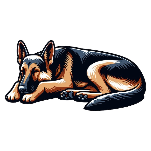 German shepherd dog full body vector illustration sleeping dog family pet assistance search service