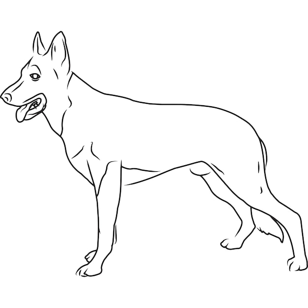 German Shepherd Dog Hand Sketched Vector Drawing