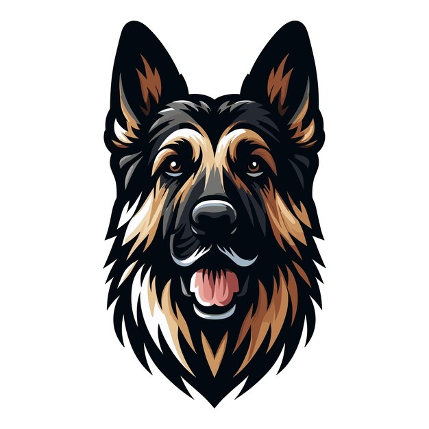 Vector german shepherd dog head face vector illustration family pet assistance search service rescue police