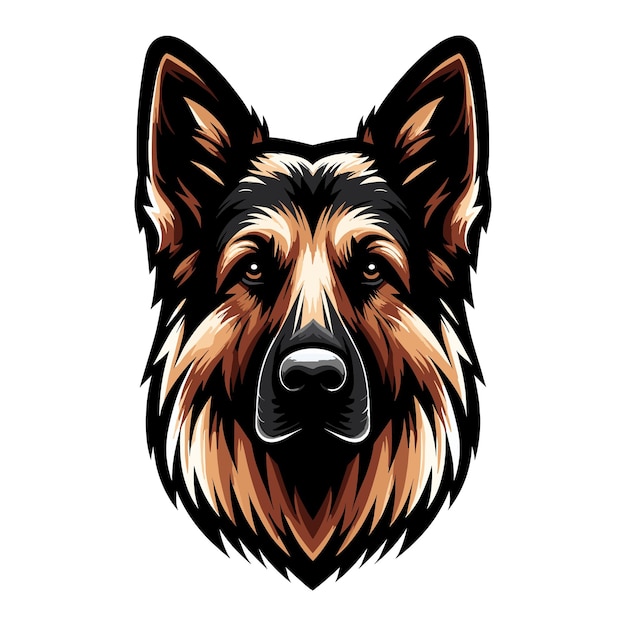 Vector german shepherd dog head face vector illustration family pet assistance search service rescue