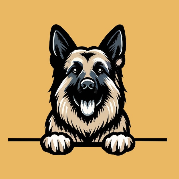 Vector german shepherd dog peeking illustration vector