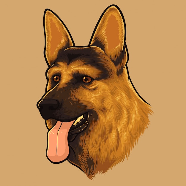 Vector german shepherd dog portrait