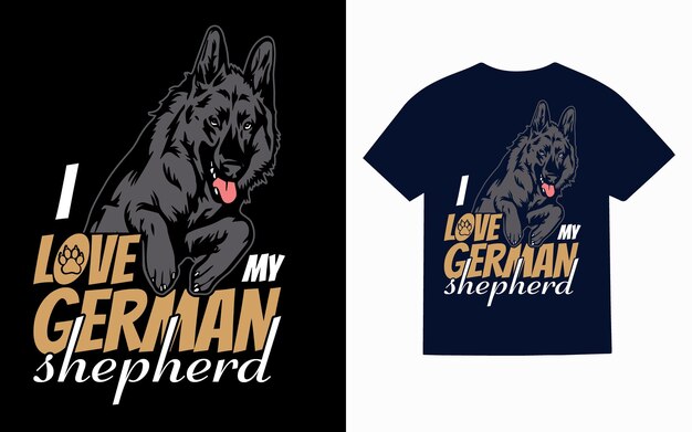 Вектор Немецкая овчарка типография tshirt design векторный дизайн футболки