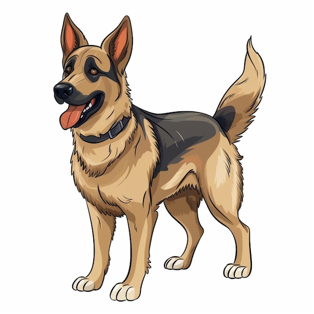 German Shepherd Dog Vector Cartoon